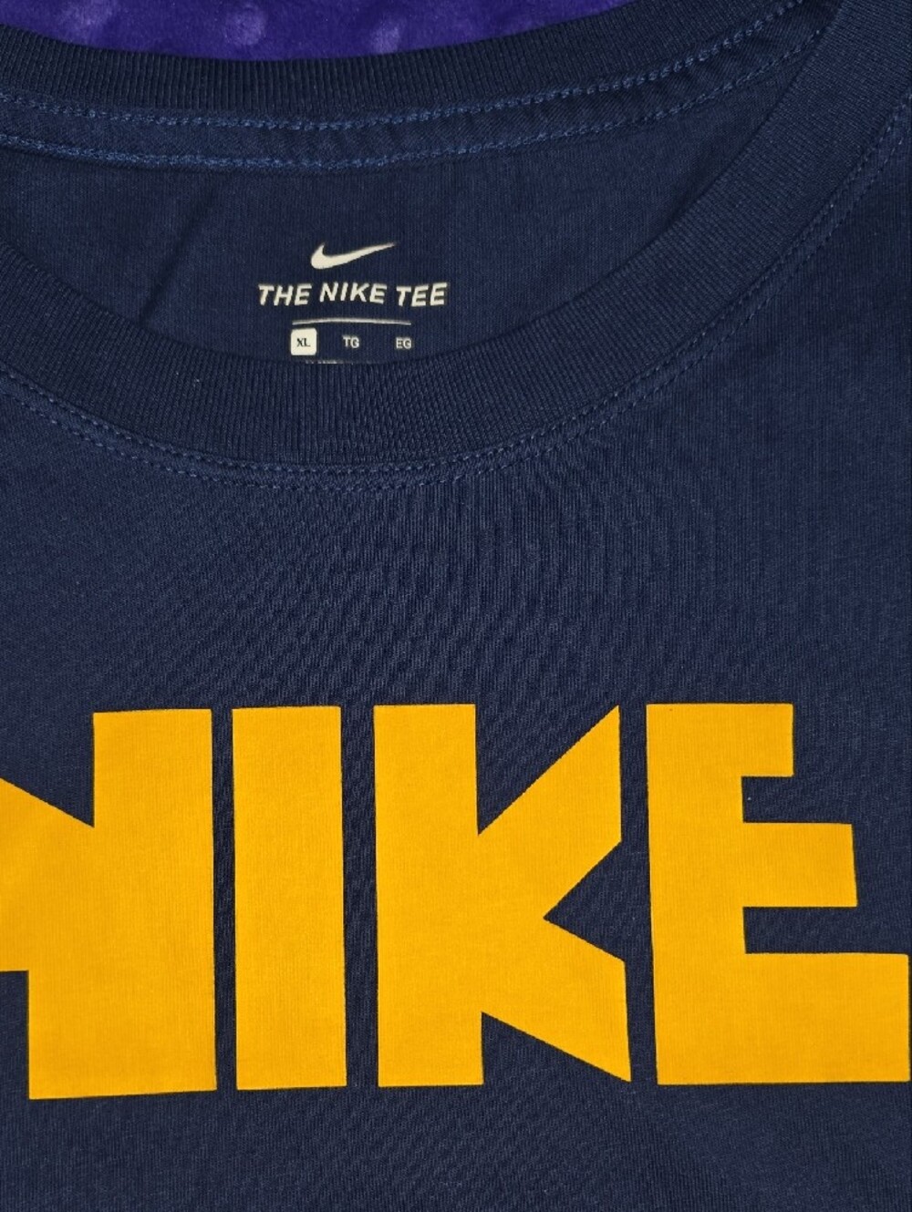 Nike Navy T-Shirt with Bold Yellow Logo - Picture 2 of 5